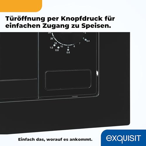 Exquisit Einbaumikrowelle EMW10-020 schwarz | 800 W Leistung | Kinderleichte Bedienung | Einfacher Einbau | Timer | Drehteller 27cm | Mikrowelle 60 cm | Einbaugerät | Schwarz