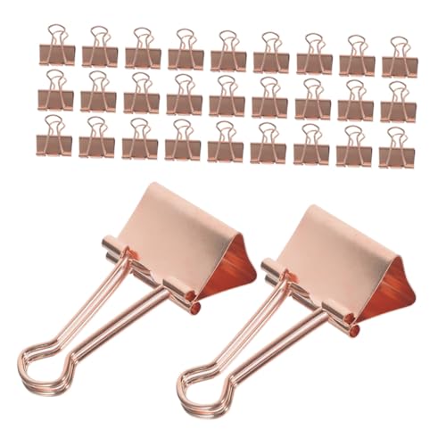 Pinces métalliques or rose pour organisation de documents de bureau