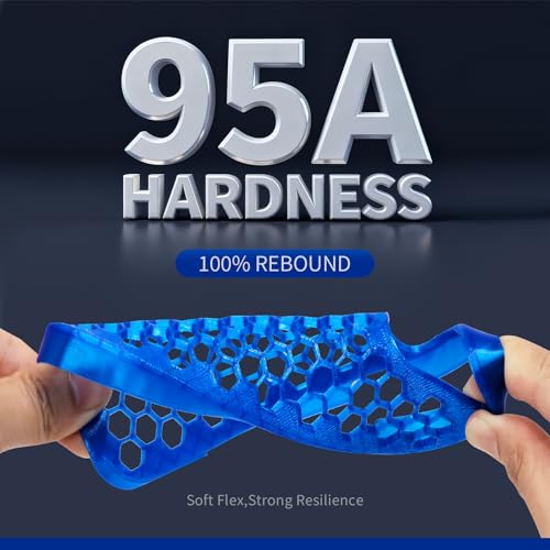 Image of TPU 95A Filament 1.75mm Blue 1kg - Flexible 3D Printer Filament | Soft TPU 95A filament 1kg (2.2 lbs), flexible, high elasticity, strong impact resistance, low stringing, easy FDM print