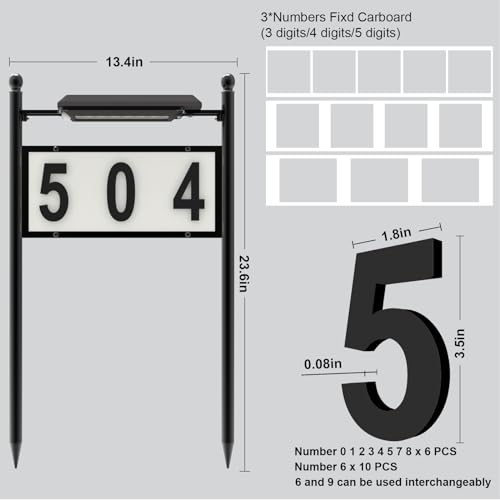 Xindew X8-A Double-Sided Metal Solar House Numbers, Address Plaque thumb #5