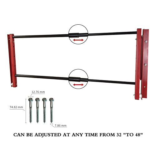 ROBLOCK Zusammenklappbares Reifenregal zur Wandmontage, für mehrere Reifen, Garage (81,3 cm - 121,9 cm) x 55,9 cm x 55,9 cm, Rot
