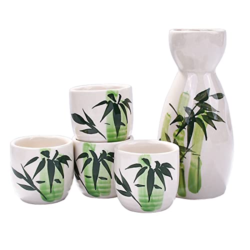 Keramik-Sake-Set, 5 Stück, Bambus-Muster Cover