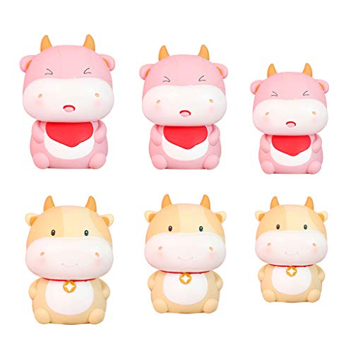 6Wcveuebuc Cartoon Vee Koe Piggy Bank Muntdoos Geldbesparing Pot 2021 Chinese Dierenriem Jaar Ox Ornament voor Kids… - Afbeelding 5