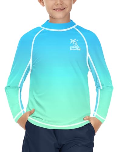 T-shirt rashguard manches longues garçon UPF 50+ bleu pour sport nautique