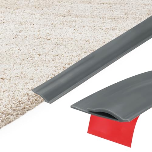 sourcing map 2M Carpet to Tile Transition Strip, Self-Adhesive Carpet Edge Strip, TPE Gap Cover, Laminate Edge Trim for Uneven Surfaces, Dark Gray