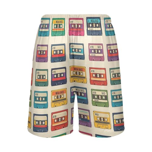 Music Tape Colorful Pajama Shorts for Men Lounge Pants Pajama Sleep Shorts Mens Sleep Shorts with Pockets, S-XXL2
