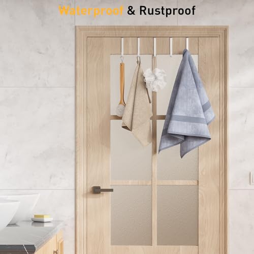 Optish 8 Pack Over The Door Hooks, Door Hanger Hook, Towel Hooks for Hanging, Towel Hanger for Bathroom, Fit 1 3/8" Door White, Dorm Room Essentials thumbnail 6