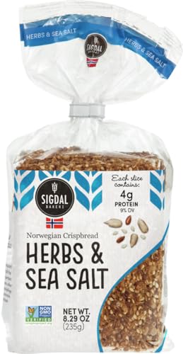 Sigdal Bakeri Herbs & Sea Salt Norwegian Wholegrain Crispbread | All Natural Non-GMO, 8.29 oz (235g) (Pack of 2) - image 1
