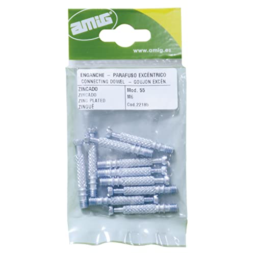 Amig - Exzenterhaken Set aus Stahl | Für stabile Möbel- & Regalverbindungen | Einfache Montage | Modernes Design, Silber, Ø6 x 41 x 34 x 8 mm, Stahl