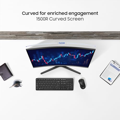 Samsung 32" (80 cm) S3 1500R Curved Monitor|FHD 1920 x 1080|100 Hz|4 ms|Ports-HDMI,VGA|Game Mode|Eye Saver Mode|LS32D390GAWXXL||Wall Mountable|Black view 2