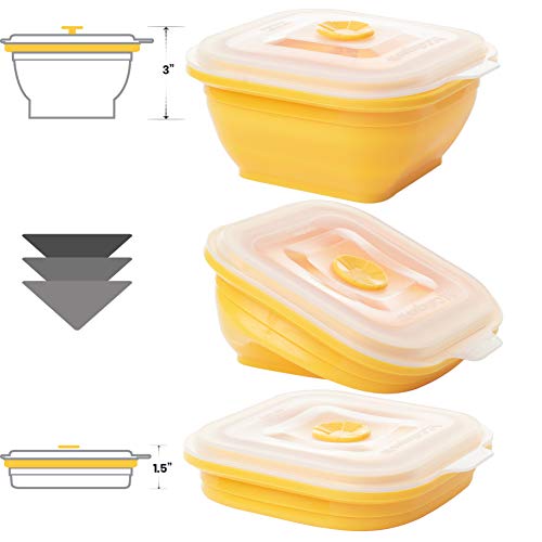 Collapse-It Silicone Food Storage Containers - Bpa Free Airtight Silicone Lids, Collapsible Lunch Box Containers - Oven, Microwave, & Freezer Safe ((4) Red 3.5-Cup, (2) Yellow 2-Cup (Clear)) #TOP6