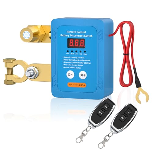 Image of APIELE Remote Battery Disconnect Switch 12V 240A Kill Switch for Car, Anti-Theft Prevent Battery Drain, Smart Battery Cut Off Switch for Auto, RV, Truck, Boat (Led Voltage Display)