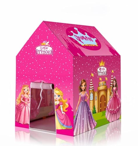 Image of Colorful Kids Play Tent House for Boys & Girls Age 3-10 Years Lightweight Foldable Playhouse Indoor Outdoor Activity Shelter Portable Toy Castle for Bedroom Garden & Travel (Princess Tent House)