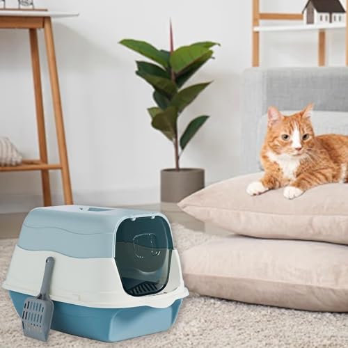Caja de arena para gato grande con tapa y pala miniatura 6