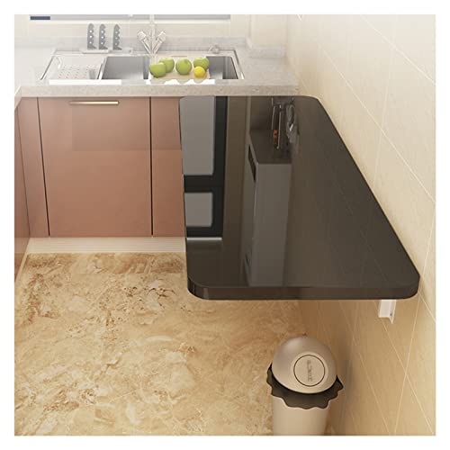Table murale pliante noire 30 x 100 cm avec plateau rabattable - 2