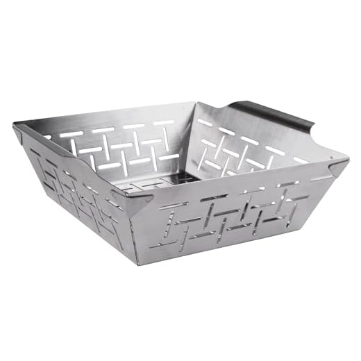 Freyersbacher Grillkorg rostfritt stål 24,9 x 21 x 7 cm, grillkorg för kött, grönsaker och fisk, för alla grillarter, inklusive gasgrill, för grillgaller i rostfritt stål