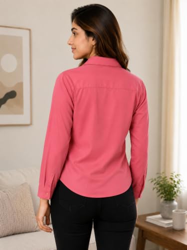 Image of FUNDAY FASHION Women Solid Regular Fit V Collered Casual Shirt (Pack of 2)