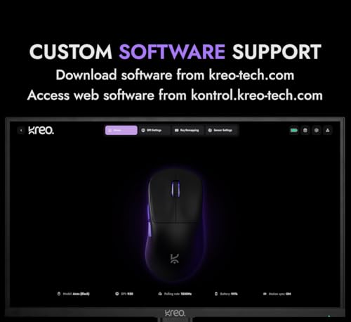 Image of Kreo Anzu 52g Ultralight Ergonomic Wireless Gaming Mouse for PC, Rechargeable Mouse Wireless with 50+Hours Battery Life, High End 80M Huano Switches, 12000DPI (Black)