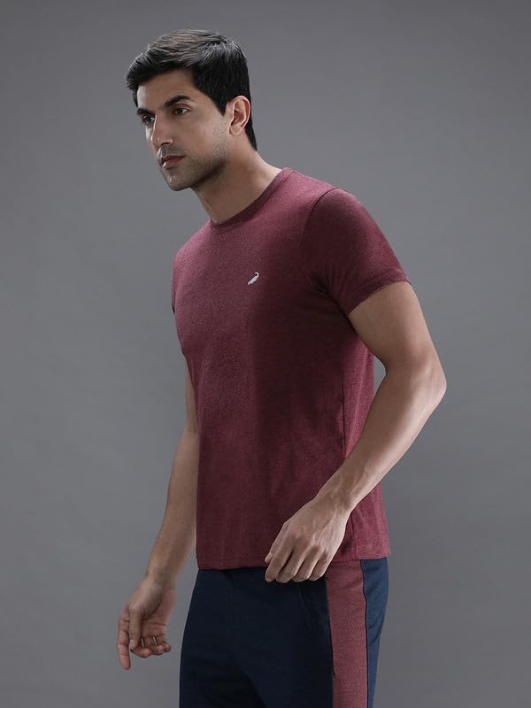 Image of CROCODILE Men Solid Sport Fit T Shirt | Round Neck | Short Sleeve | Regular Length | Basic Casual Pull On Topwear Grey Melange