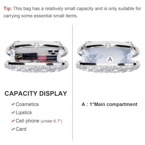 Image of RNIEGA Rhinestone Clutch Purses for Women Evening Wedding Formal Party Purses Crystal Diamond Glitter Sparkly Handbag