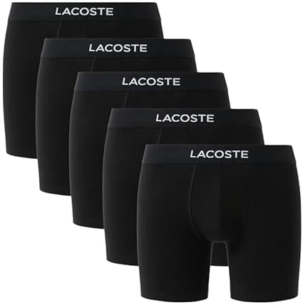 Lacoste Men's Cotton Stretch Essentials Boxer Briefs, 5-Pack