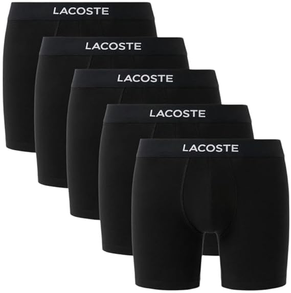 Lacoste Men's Cotton Stretch Essentials Boxer Briefs, 5-Pack