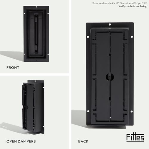 Fittes Flush Floor Vent [Lite], ABS Plastic HVAC Air Return Register Cover, Customizable Adjustable Airflow Solution for Home Floor, Damper Included – 4"x12" – Matte Black – 1 Pack by Fittes - Image 2