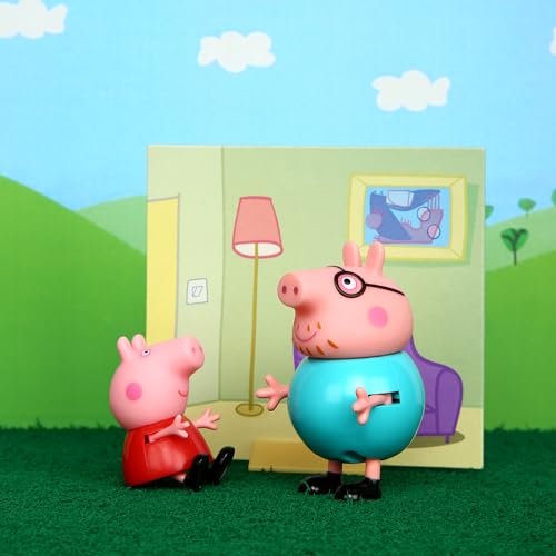 Image of Peppa Pig and Daddy Pig Twin Figure Fun Pack Animal Figure Set with Two Poseable Figures and a Scene Card, Preschool Toy for Girls and Boys Ages 3 Birthday Gift Toys for Kids