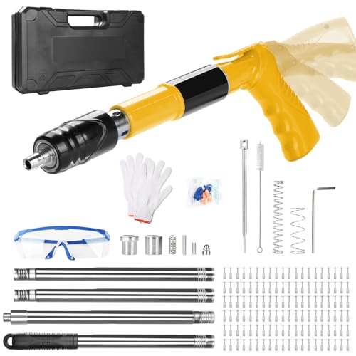 Pistola Manuale Sparachiodi con 120 chiodi tondi, Pistola per Unghie Sparachiodi, Portatile Nail Gun Silenziatore Regolabile Pistola Per Chiodi In Acciaio Pistola Per Chiodi Pistola (Giallo)