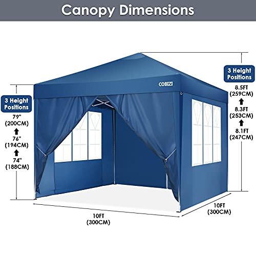 Image of COBIZI 10x20 Pop up Canopy Tent for Parties, Carry Bag,6 Walls,4 Sandbags P