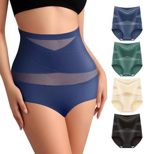 Image of Women Tummy Control Underwear,High Waisted Shapewear Panties,Silky Soft Full Coverage Stretch Ladies Brief Multipack