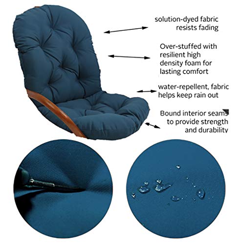 48" Papasan Rattan Replacement Cushion,Soft Solid Twill Chair Cushion Not Rattan Frame For Patio Outdoor Indoor-Blue 1 48X24X5Inch #TOP4