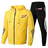 XYMCX Ensemble de survêtements pour Hommes pour Can-am, Veste à Capuche zippée complète, Hauts de Jogging, Sweat-Shirt et Jogging à Manches Longues, Ensembles décontractés 2 pièces,Yellow-m