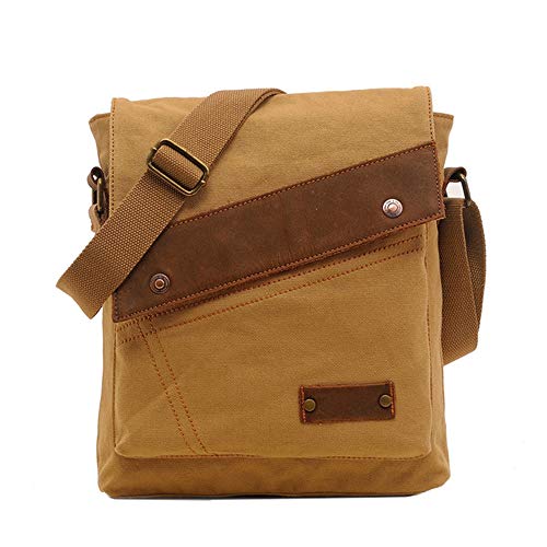 SHENGY Sac en Toile Givrée pour Hommes, Sac À Bandoulière Carré De Couleur Unie, Sac À Bandoulière Universitaire À Poches Multiples, 25 X 6 X 30CM,3