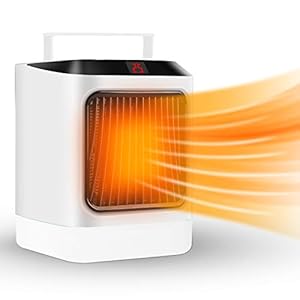 Heizlüfter Elektrische,Heizung Keramik Heizlüfter Energiesparend 600W/800W Timing Heizstrahler mit Automatischer Überhitzungs Ausschaltschutz LED Nachtlicht für Wohnzimmer,Büro