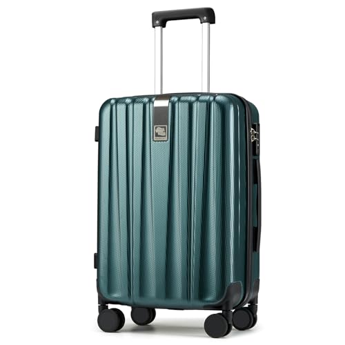 Image of Hanke 24 Inch Luggage Suitcases With Spinner Wheels Lightweight PC Hard Shell Rolling Suitcase With Travel Lock,Checked-Medium 24-Inch(Blackish Green)
