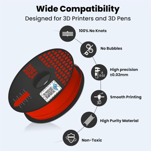Image of 3Idea Premium Red 3D Printer Filament 1.75mm Dimensional Accuracy + /- 0.03mm Net Weight- 1 KG