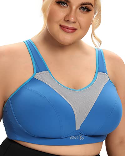 Sports Bras for Women Plus Size High Impact Full Coverage All-Round Support for Running Blue