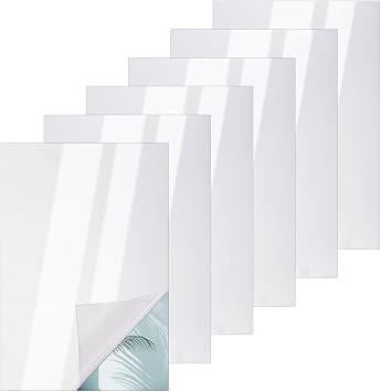 NBEADS 6 Pcs Two Way Mirror Glass, 30x20cm Acrylic Infinity See Through Mirror Sheet for Makeup DIY Magic Project Art Display, Rectangle, Silver