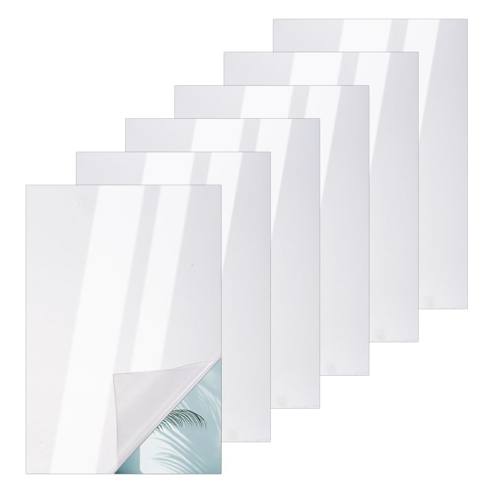 NBEADS 6 Pcs Two Way Mirror Glass, 30x20cm Acrylic Infinity See Through Mirror Sheet for Makeup DIY Magic Project Art Display, Rectangle, Silver