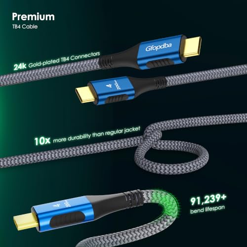 20Gbps for Long Thunderbolt 4 Cable 15FT, 240W Charging, 5K@60Hz, 4K@60Hz, USB4 Cable for iPhone 17, MacBook Air, iPad, Samsung, Mac mini M4 / M4 Pro - image 7