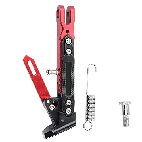 Jadeshay Caballete Lateral para Motocicleta Universal, Aluminio Soporte de Pie de Estacionamiento Lateral Antideslizante para Moto Scooter Bicicleta Eléctrica (Rojo)