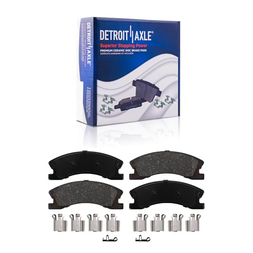 Image of Detroit Axle - Front Brake Kit for 1999-2004 Jeep Grand Cherokee | Drilled & Slotted Disc Brakes Rotors 1999 2000 2001 2002 2003 2004 Ceramic Brake Pads Replacement