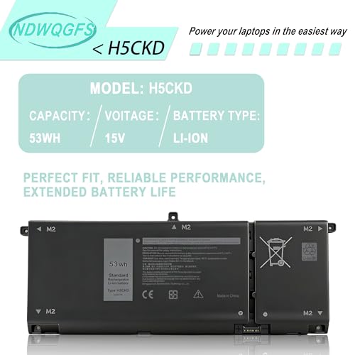 Image of 53WH H5CKD Battery Replacement for Dell Inspiron 5400 5406 7405 7300 7500 7306 7506 2-in-1 Silver 5300 5301 5501 5502 5508 5509 5401 5402 5408 5409 Series Latitude 3410 3510 Vostro 5300 5301 7T8CD