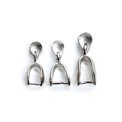 Linsoir Beads Metal Pinch Clip Bail Bead Pendant Connector Jewelry Findings Rhodium Plated 7X20mm Pack of 50