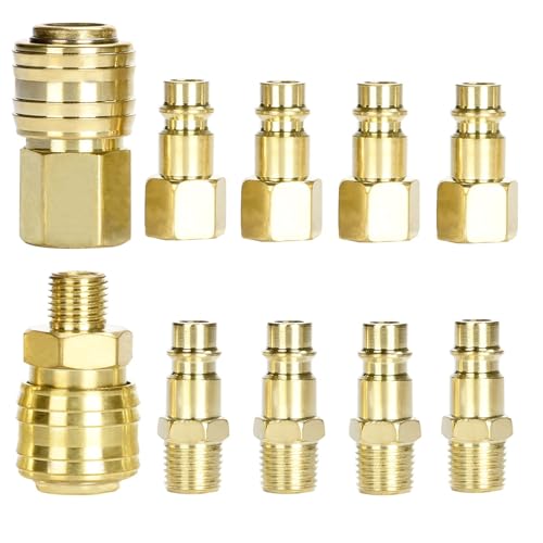 10 stk Euro Druckluftkupplung 1/4BSP Schnellkupplung für Schläuche Kupplungsstecker Luftleitung Schlauch Kompressor Fitting Kupplungen Luftschlauch Verbindungsstück Steckverbindungen