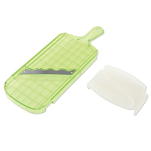 Arnest Cortador de mandolina de mano para cocina, cortador de verduras de hoja ondulada, viene con agarre de seguridad, fabricado en Japón