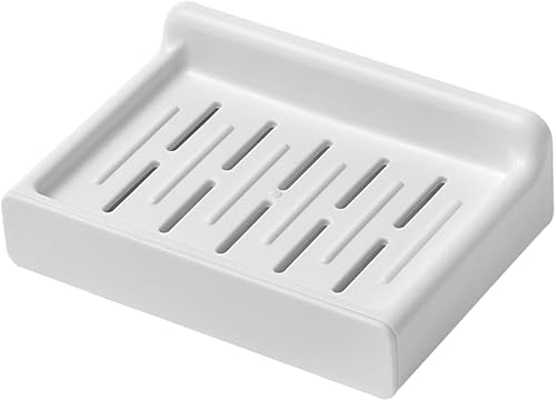 Jabonera de baño Organizador de jabón montado en la pared Jabonera autodrenante titular blanco
