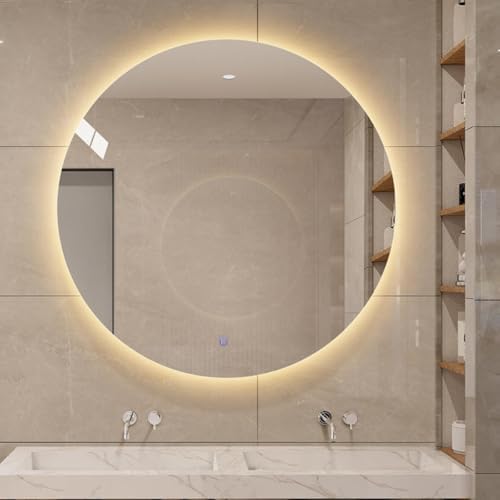 Espelho Lopazzi Decorativo Redondo 80x80cm com LED Touch 3 Cores ...