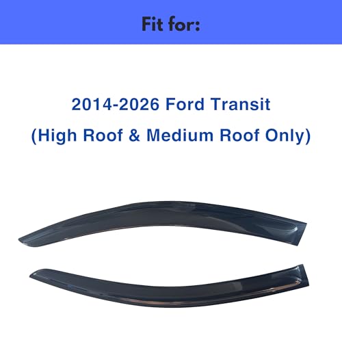 Image of IG Window Visors Fit for 2014-2026 Ford Transit, Out-Channel Rain Guards Vent Wind Deflectors 2PC, Truck Accessories for 14-26 Transit (High Roof & Medium Roof Only)